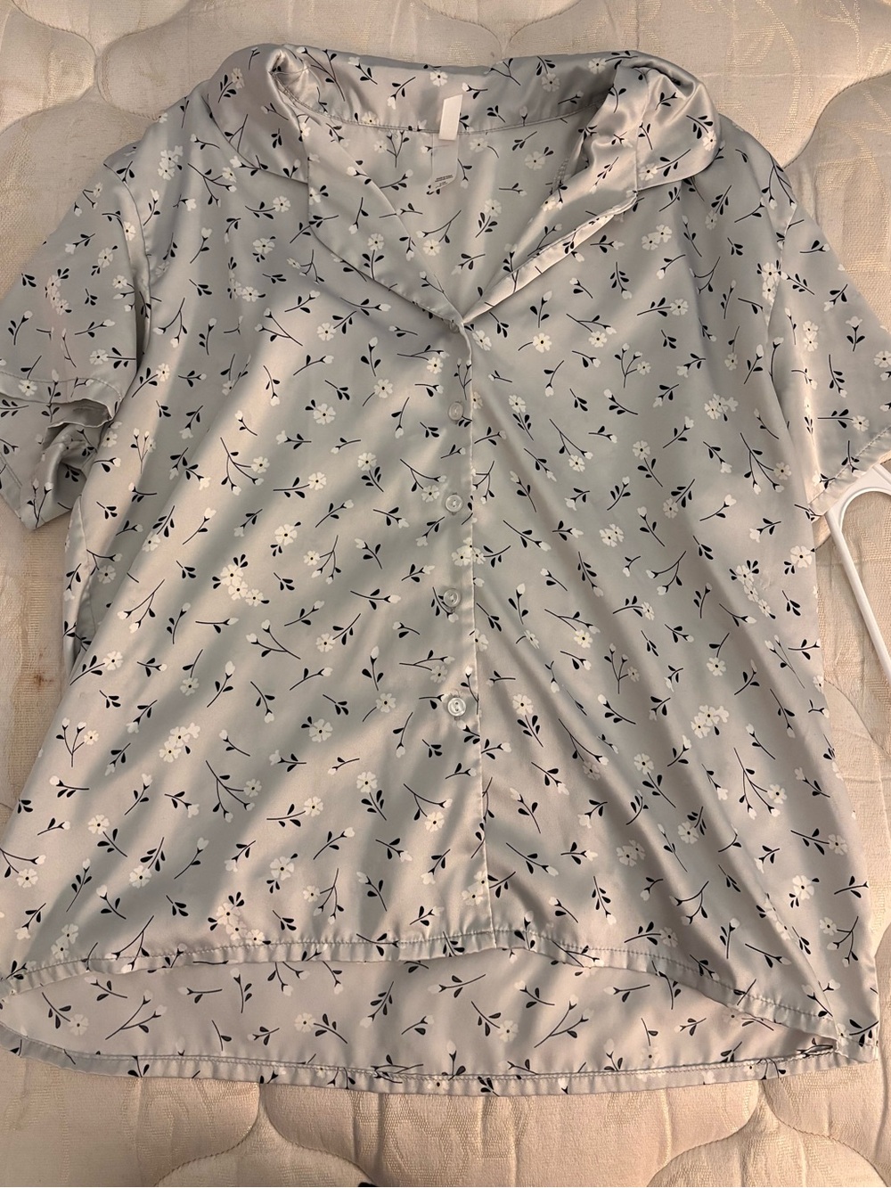 Light Grey Floral Button-Up Top